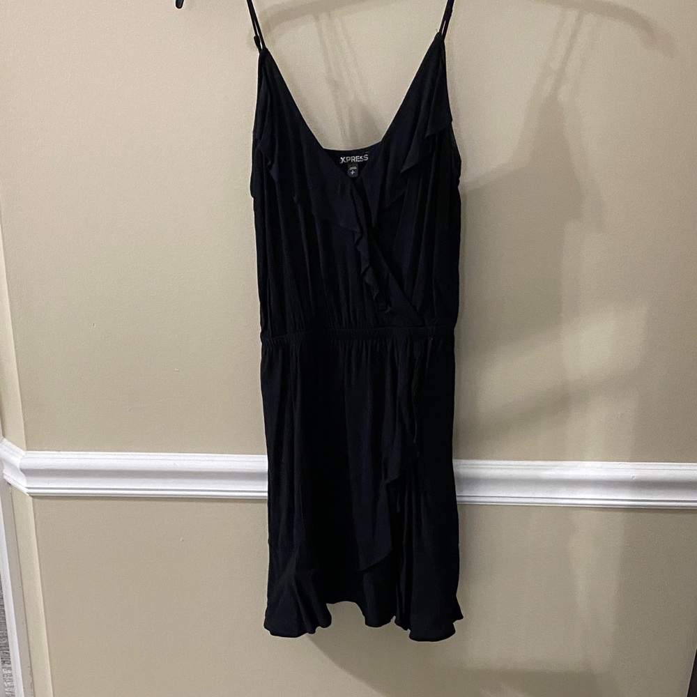 Express Black Ruffle Mini Dress